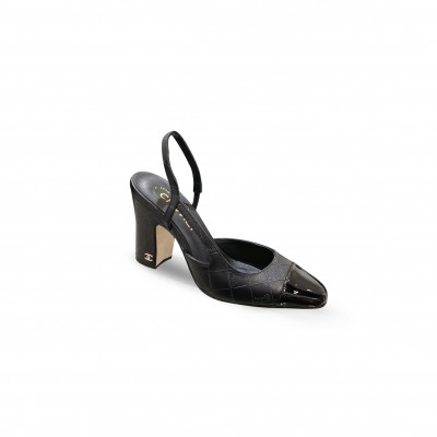CHANEL 24V ELEGANT QUILTED SLINGBACK HEELS G45509 B19046